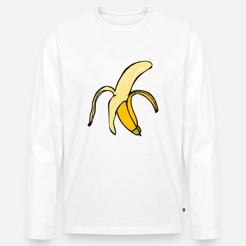 Banane 3 A - Männer Premium Bio Langarmshirt - Weiß