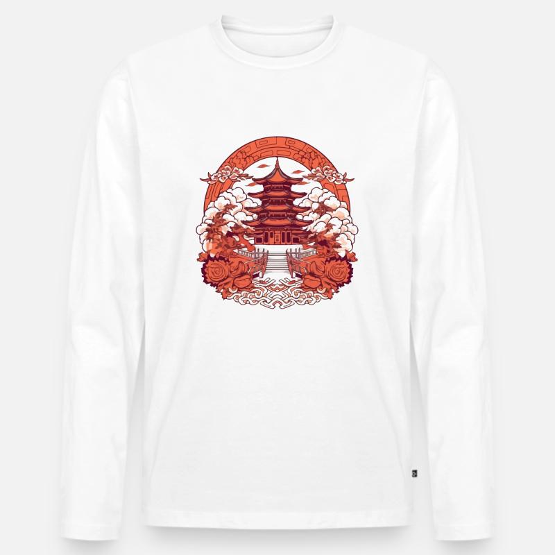 Chinesische Folklore - Männer Premium Bio Langarmshirt - Weiß