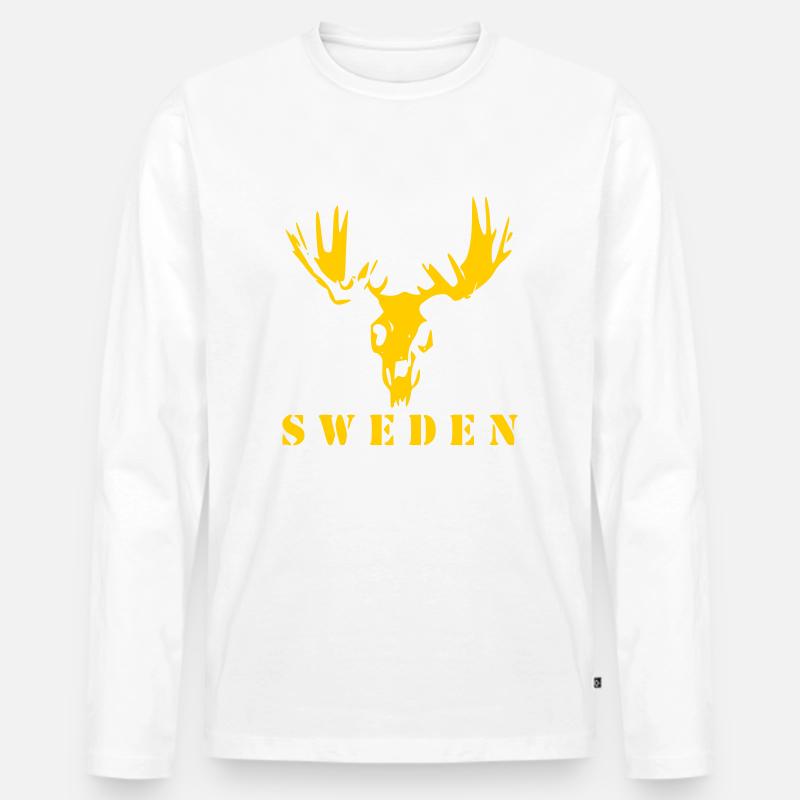 Elchschädel Schweden - Männer Premium Bio Langarmshirt - Weiß