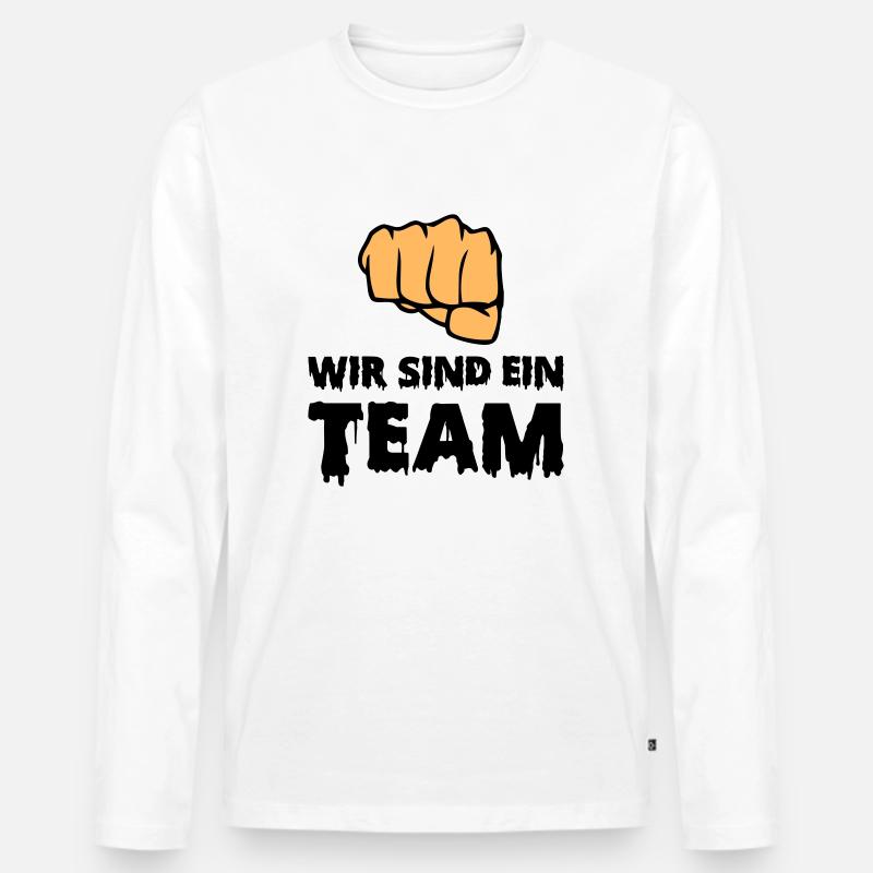 wir sind ein team - Männer Premium Bio Langarmshirt - Weiß