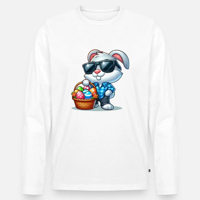 Happy Easter - Männer Premium Bio Langarmshirt - Weiß
