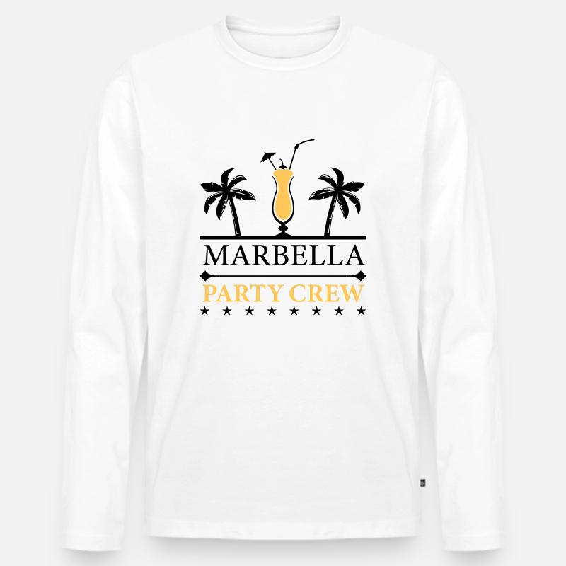 marbella party crew - Männer Premium Bio Langarmshirt - Weiß