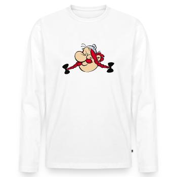 Asterix & Obelix - Obelix visage - T-shirt manches longues Premium bio Homme - blanc - Devant - Nico (187cm)