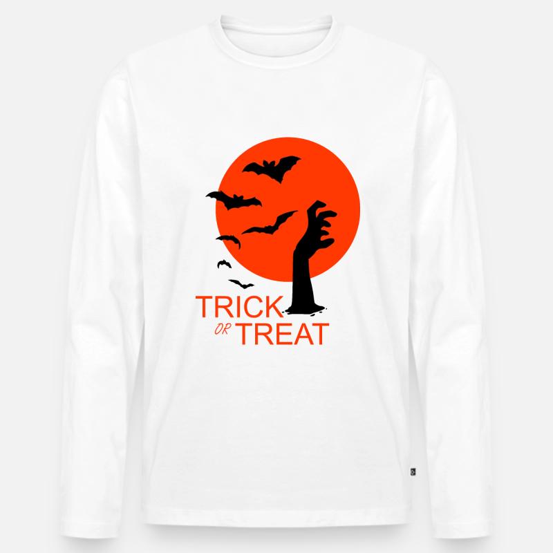 HALLOWEEN HORROR HAND - Männer Premium Bio Langarmshirt - Weiß