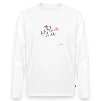 Lovers (Two Cute Dogs) | Love is in the Air - Men's Premium Organic Long Sleeve Shirt - white - Front - Nico (187cm)