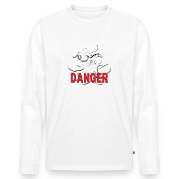 PASSION LA PECHE UN VRAI DANGER - T-shirt manches longues Premium bio Homme - blanc - Devant - Nico (187cm)