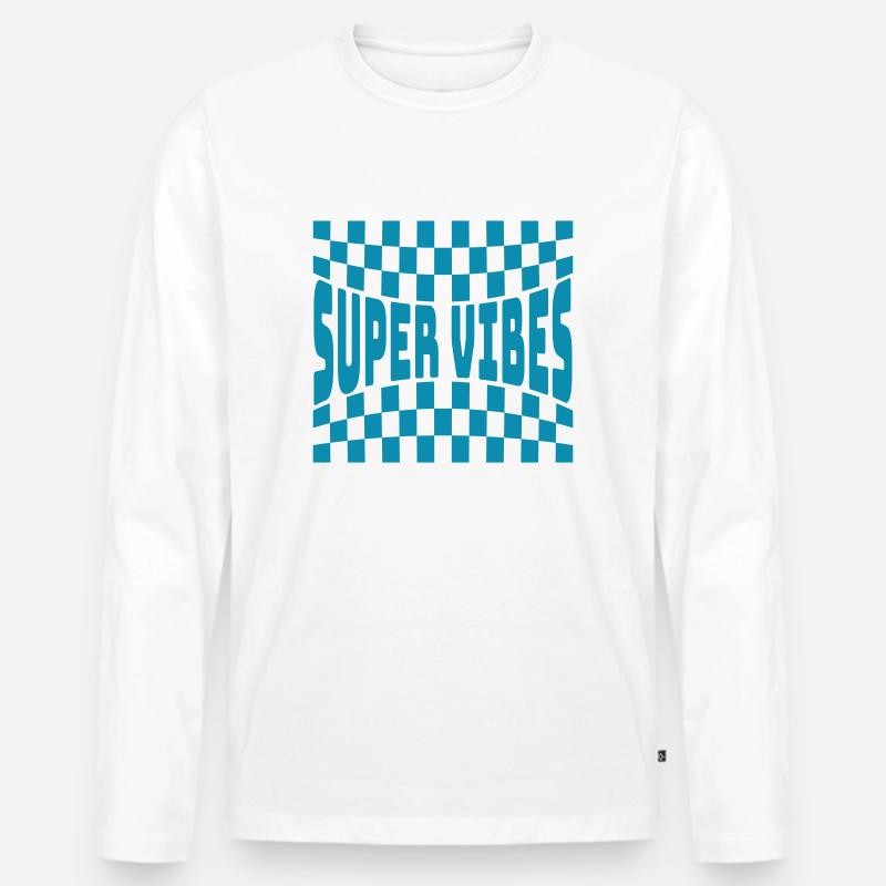 Super Vibes - Männer Premium Bio Langarmshirt - Weiß