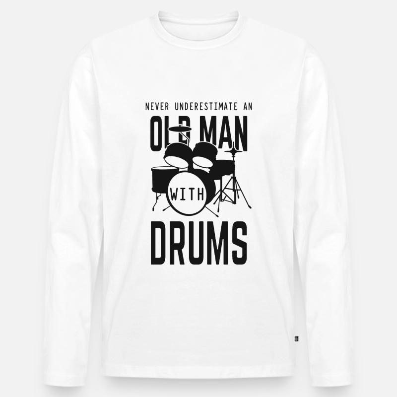 Old Drummer - Männer Premium Bio Langarmshirt - Weiß