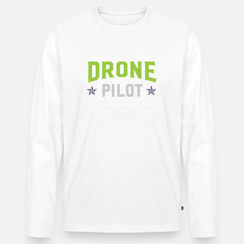 Drohnen-Pilot - Männer Premium Bio Langarmshirt - Weiß