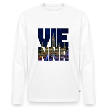 Vienna town hall - Men's Premium Organic Long Sleeve Shirt - white - Front - Nico (187cm)