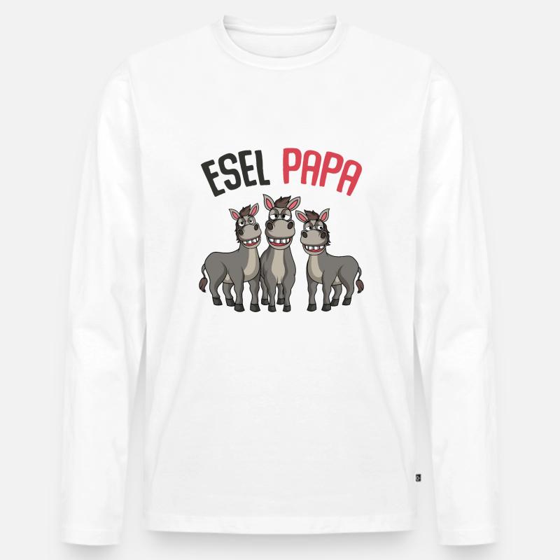 Esel Papa - Männer Premium Bio Langarmshirt - Weiß