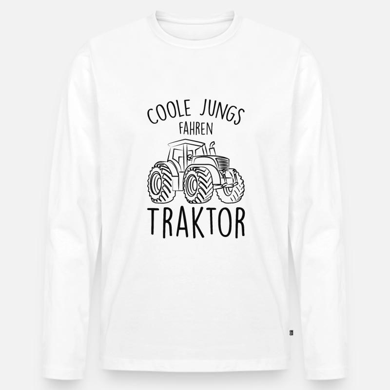 Traktor Kinder - Männer Premium Bio Langarmshirt - Weiß