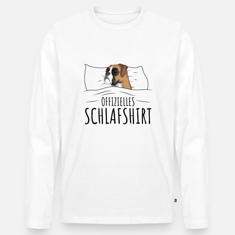 Boxer Hund - Männer Premium Bio Langarmshirt - Weiß