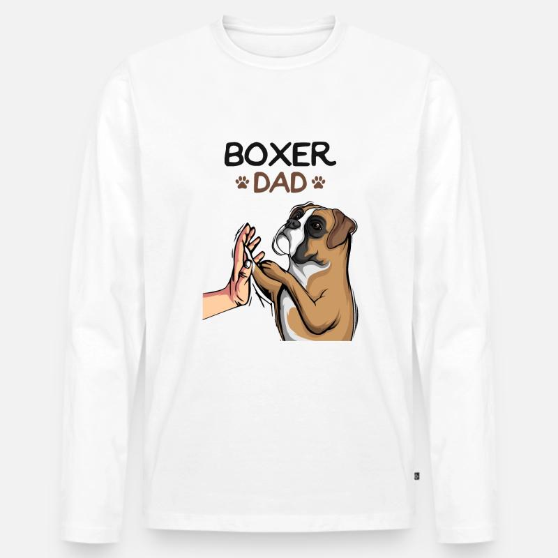 Boxer Hunde Papa Herrchen - Männer Premium Bio Langarmshirt - Weiß
