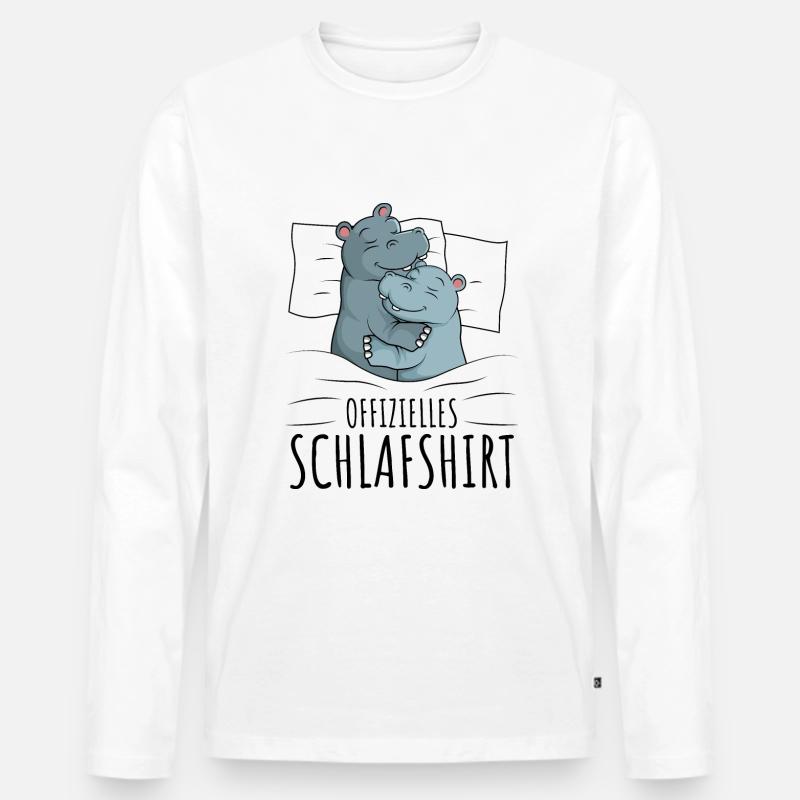 Nilpferd - Männer Premium Bio Langarmshirt - Weiß