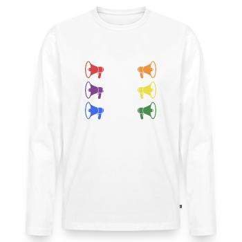 PRIDE Loud and PROUD white 2 - Männer Premium Bio Langarmshirt - Weiß - Vorne - Nico (187cm)