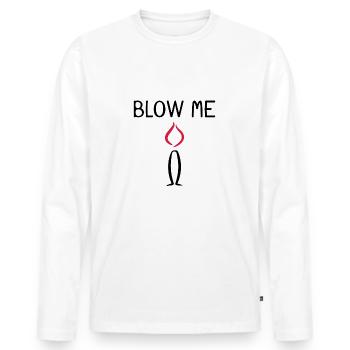 Blow me candle - Men's Premium Organic Long Sleeve Shirt - white - Front - Nico (187cm)