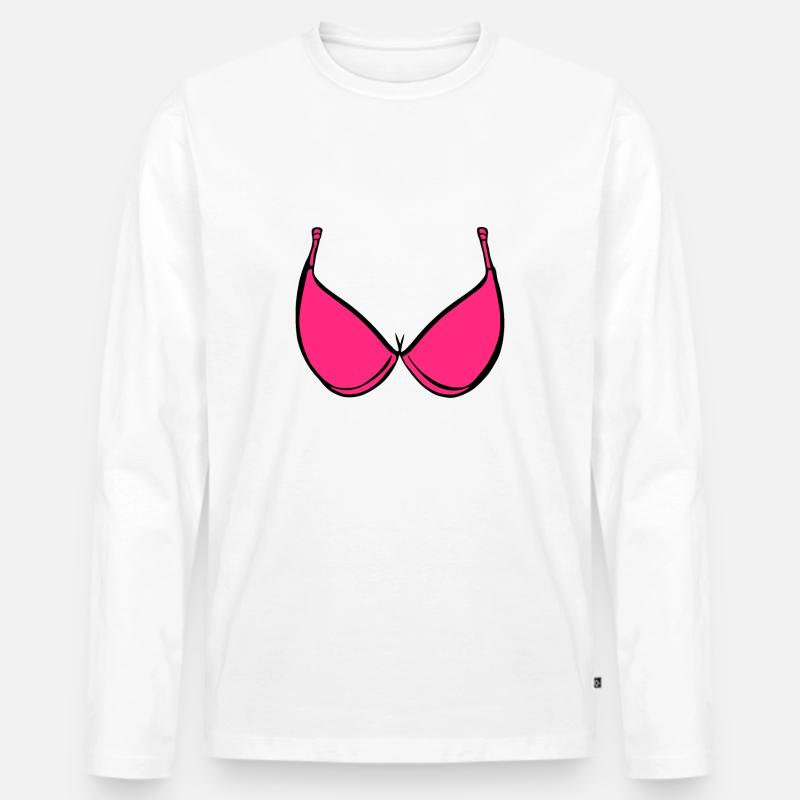 Brüste BH Rosa - Männer Premium Bio Langarmshirt - Weiß