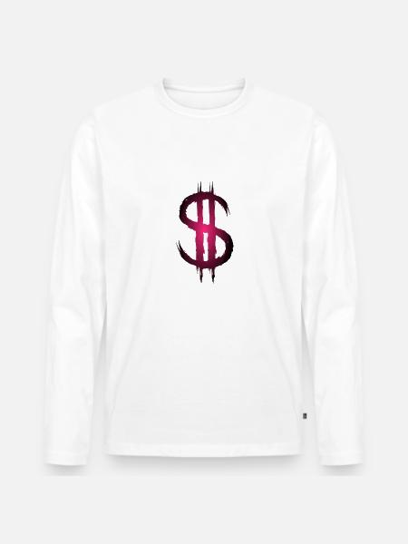 Signe dollar dollar argent - T-shirt manches longues Premium bio Homme - blanc