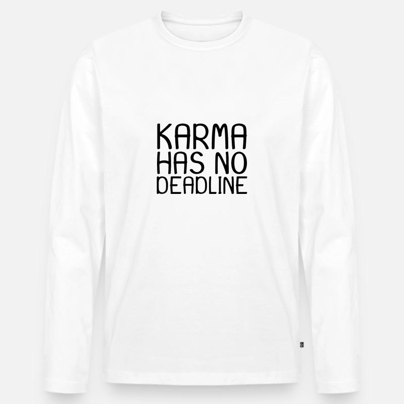Karma Spruch - Männer Premium Bio Langarmshirt - Weiß