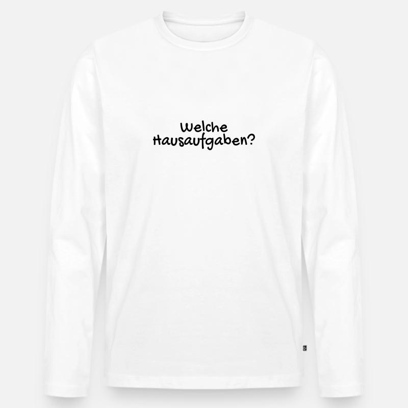 Welche Hausaufgaben Lustig - Männer Premium Bio Langarmshirt - Weiß