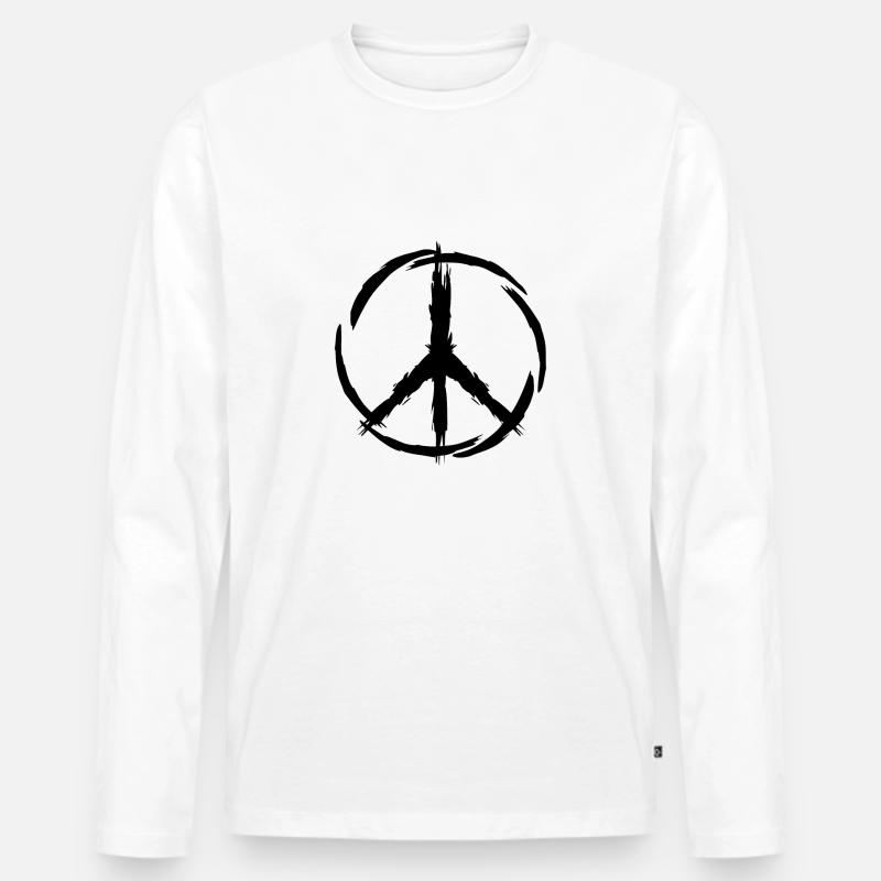 Peace Symbol Frieden - Männer Premium Bio Langarmshirt - Weiß