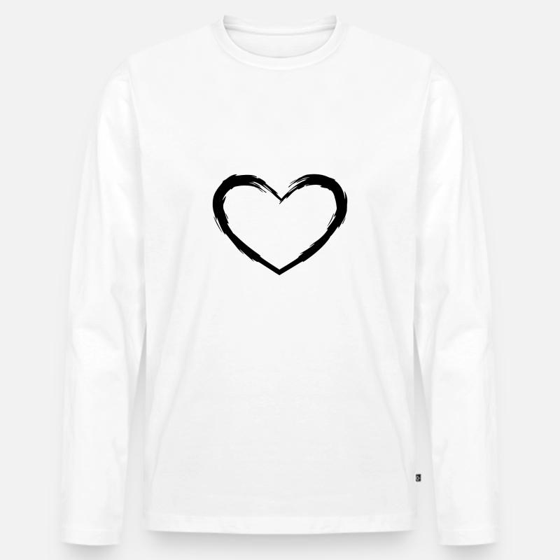 Herz - Männer Premium Bio Langarmshirt - Weiß