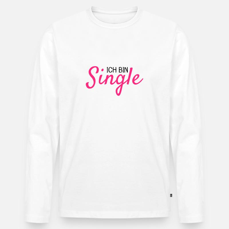 Ich bin Single - Männer Premium Bio Langarmshirt - Weiß
