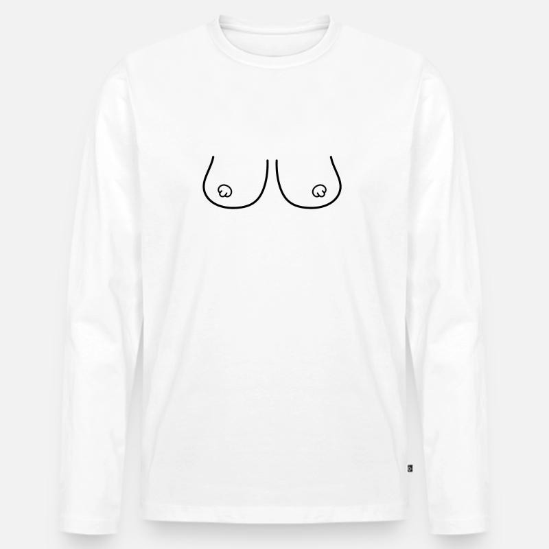 Sexy Brüste - Männer Premium Bio Langarmshirt - Weiß