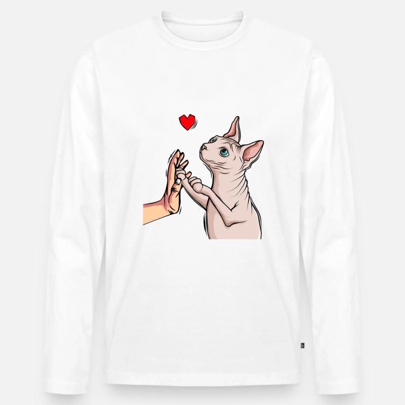 Sphynx Katze Sphinx Nacktkatze - Männer Premium Bio Langarmshirt - Weiß