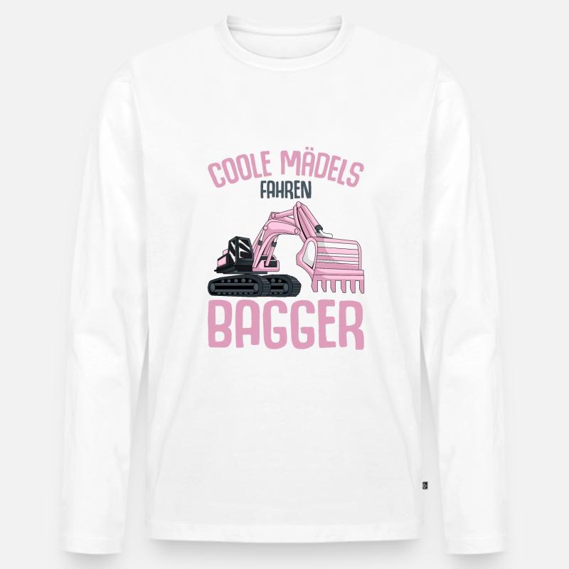 Bagger Mädchen - Männer Premium Bio Langarmshirt - Weiß