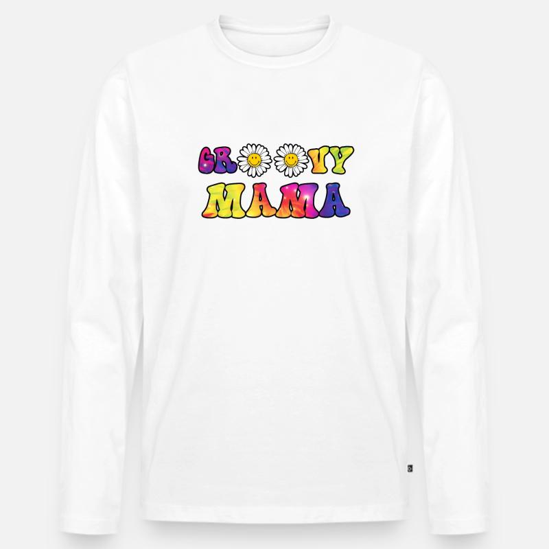 Groovy Mama Matching Gift - Männer Premium Bio Langarmshirt - Weiß