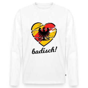 Ein Herz für Badische - Männer Premium Bio Langarmshirt - Weiß - Vorne - Nico (187cm)
