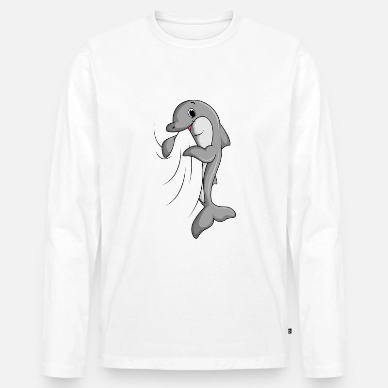 Delfin - Männer Premium Bio Langarmshirt - Weiß