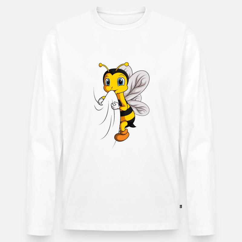 Bienen Kinder - Männer Premium Bio Langarmshirt - Weiß