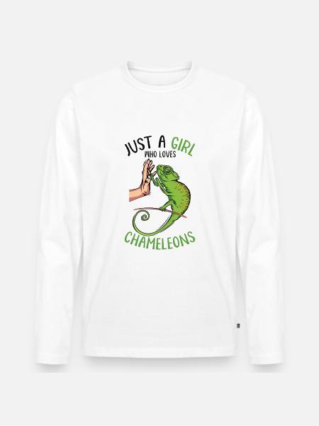 Chameleon Mädchen - Männer Premium Bio Langarmshirt - Weiß