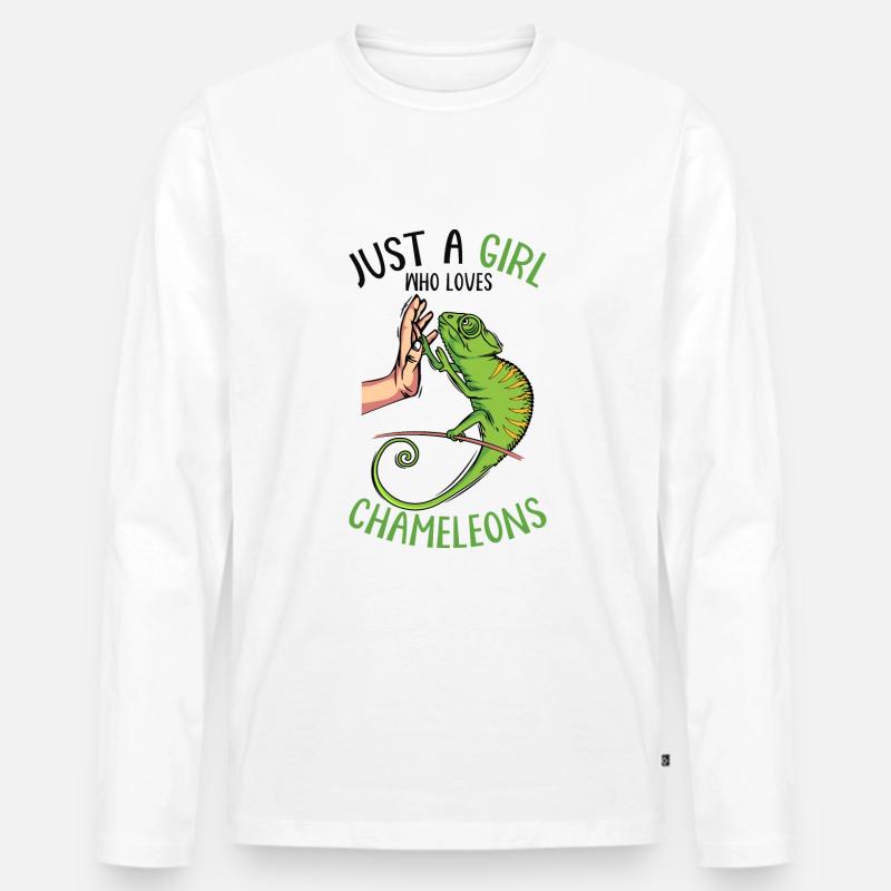 Chameleon Mädchen - Männer Premium Bio Langarmshirt - Weiß