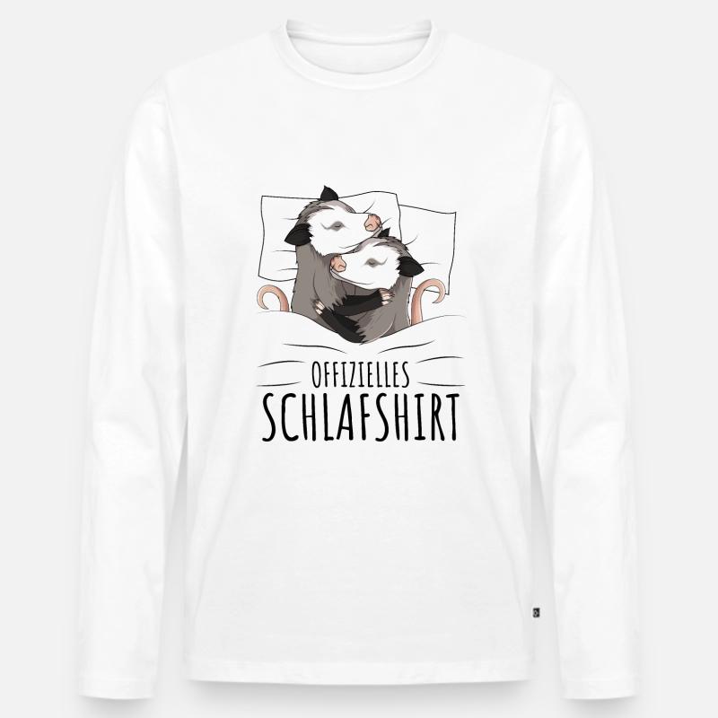 Offizielles Schlafshirt Opossum - Männer Premium Bio Langarmshirt - Weiß