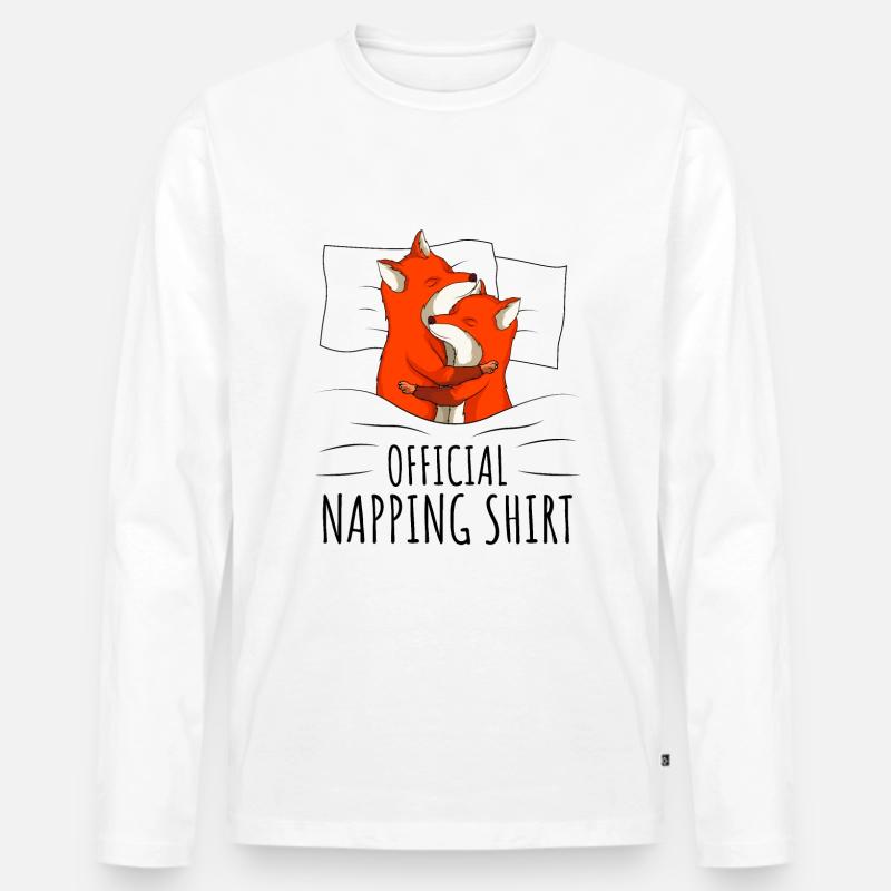Fuchs Schlafshirt - Männer Premium Bio Langarmshirt - Weiß