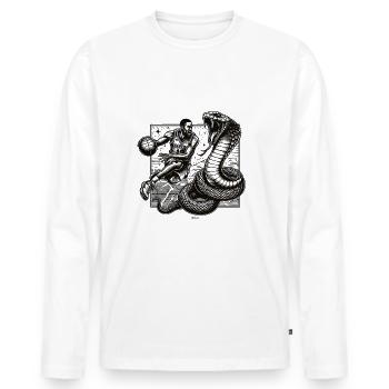 BLACK BASKETBALL MAMBA KOBE BEAN MENTALITY 3 - Männer Premium Bio Langarmshirt - Weiß - Vorne - Nico (187cm)