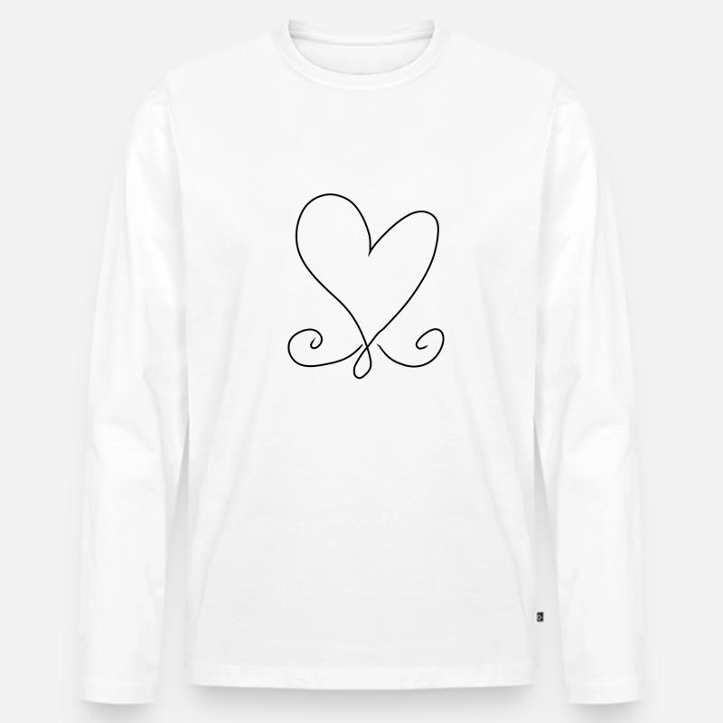Symbol Herz Muster - Männer Premium Bio Langarmshirt - Weiß