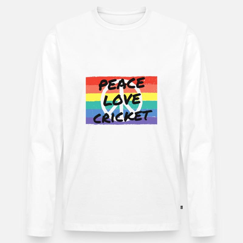 Frieden. Liebe. Kricket - Männer Premium Bio Langarmshirt - Weiß