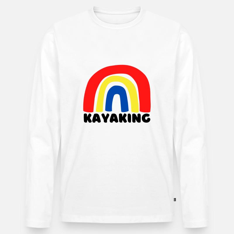 Kajak-Regenbogen. - Männer Premium Bio Langarmshirt - Weiß