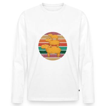 Capybara family - Men's Premium Organic Long Sleeve Shirt - white - Front - Nico (187cm)