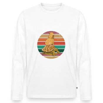Capybara chevauche une tortue - T-shirt manches longues Premium bio Homme - blanc - Devant - Nico (187cm)