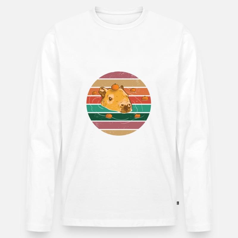 Capybara Orange Meme Design - Männer Premium Bio Langarmshirt - undefined