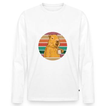 Café Capybara - T-shirt manches longues Premium bio Homme - blanc - Devant - Nico (187cm)