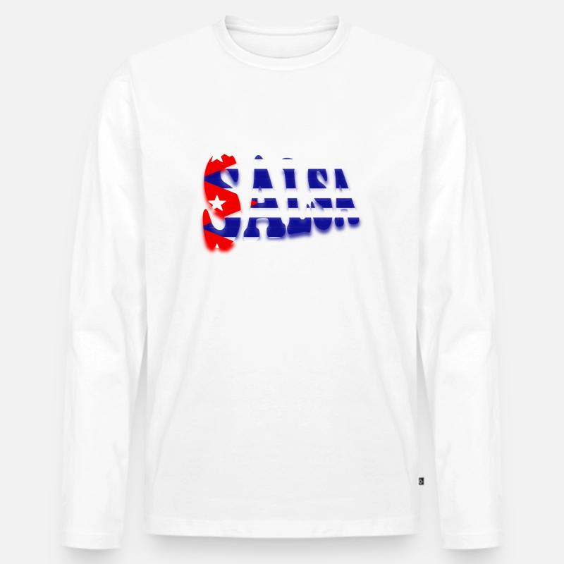 Salsa Flagge Kuba - Männer Premium Bio Langarmshirt - Weiß