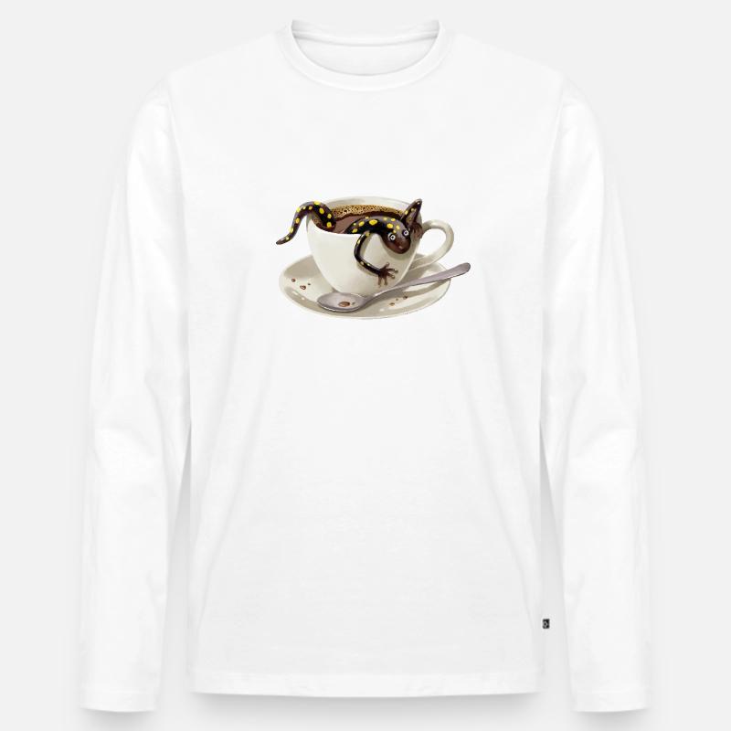 Kaffee–Salamander 3 - Männer Premium Bio Langarmshirt - Weiß