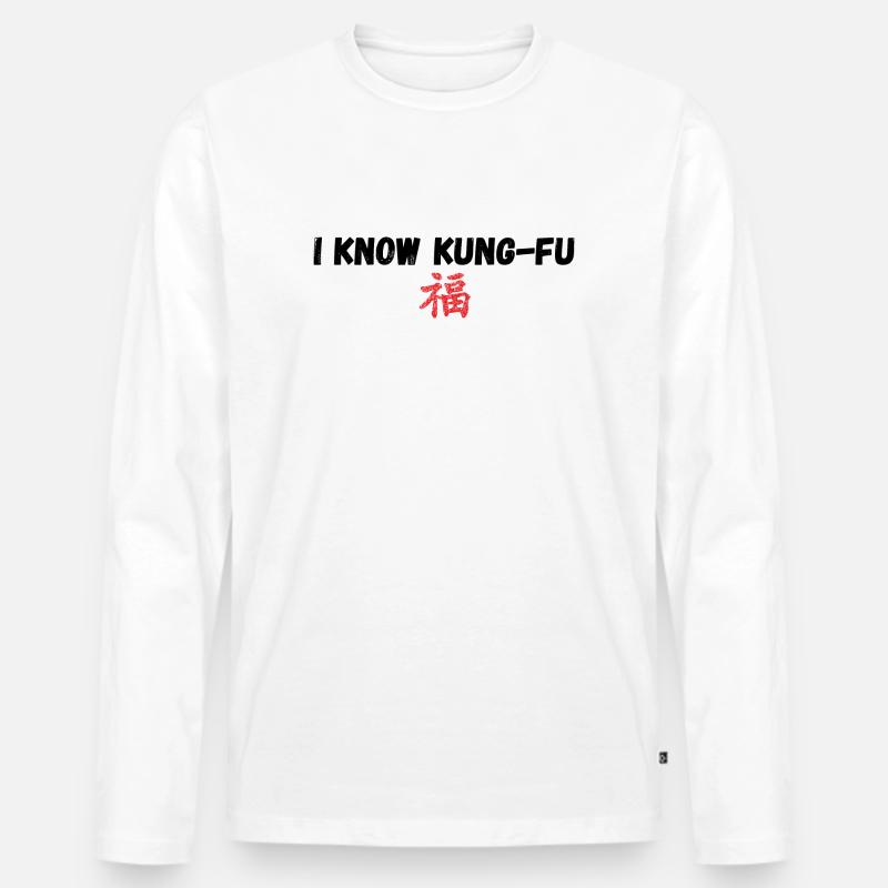 I Know kung fu - Männer Premium Bio Langarmshirt - Weiß